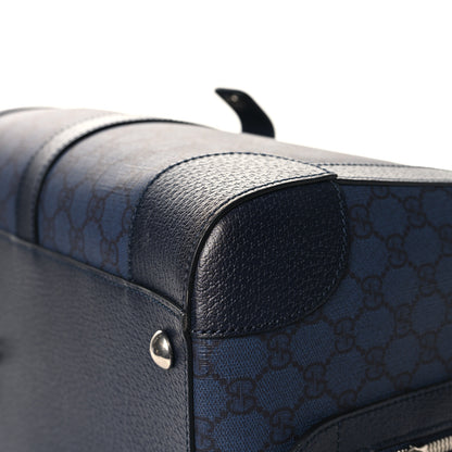 Gucci GG Supreme Monogram Textured Dollar Calfskin Medium Savoy Duffle Bag Blue Black 11 of 11