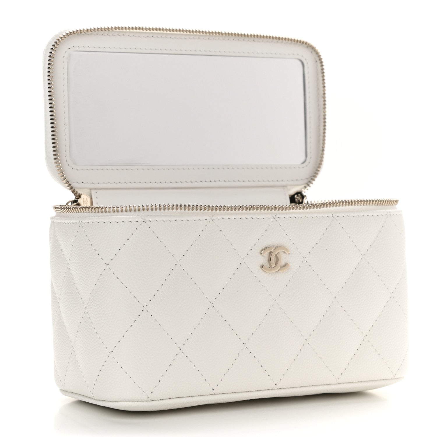 Chanel Caviar Quilted Small Vanity Case With Chain White 11 of 12