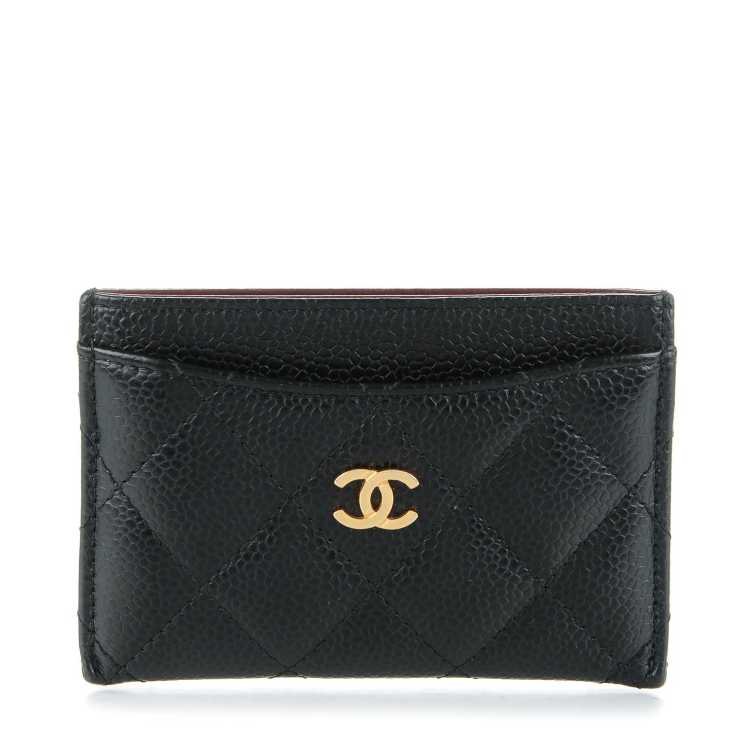 Caviar Quilted Card Holder Black