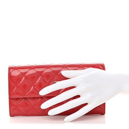 Chanel Patent Quilted Large Gusset Flap Wallet Pink 2 of 8