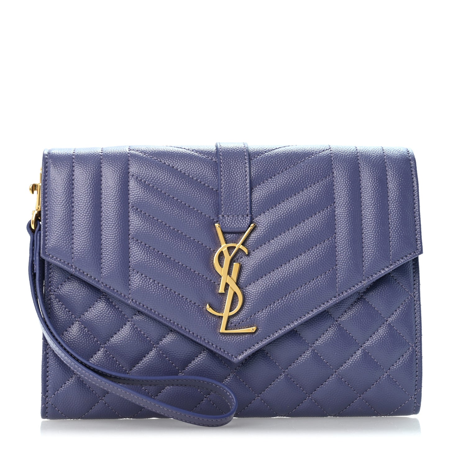 Grain De Poudre Textured Mixed Matelasse Triquilt Monogram Clutch Dark Wisteria
