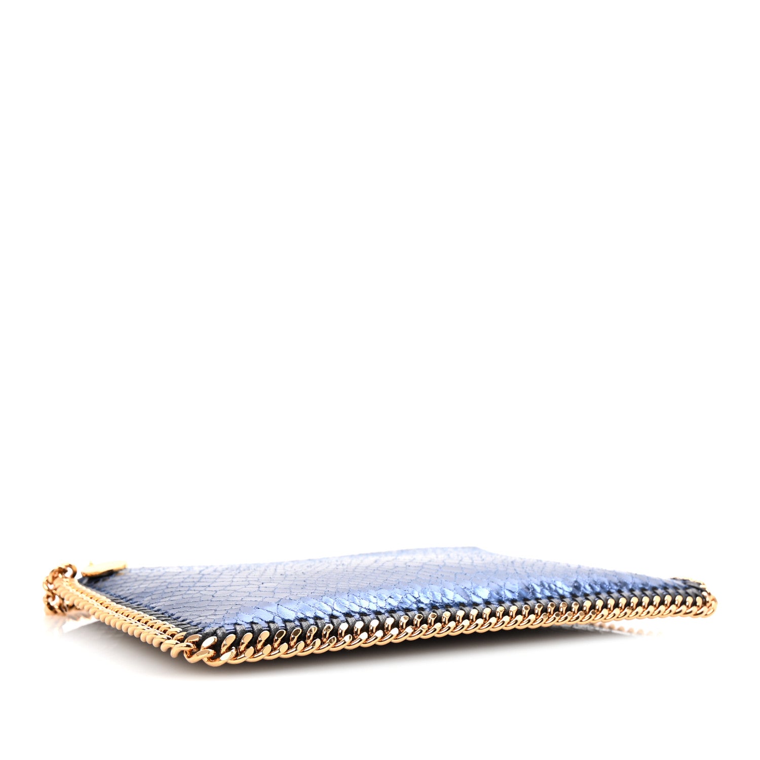 Stella McCartney Metallic Faux Snakeskin Falabella Clutch Blue 4 of 9