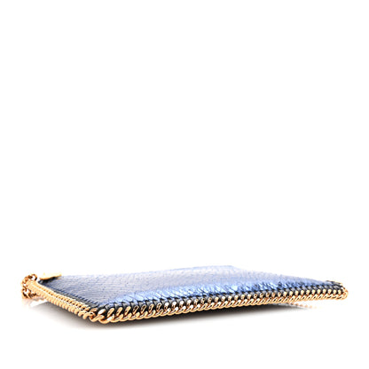Stella McCartney Metallic Faux Snakeskin Falabella Clutch Blue 4 of 9
