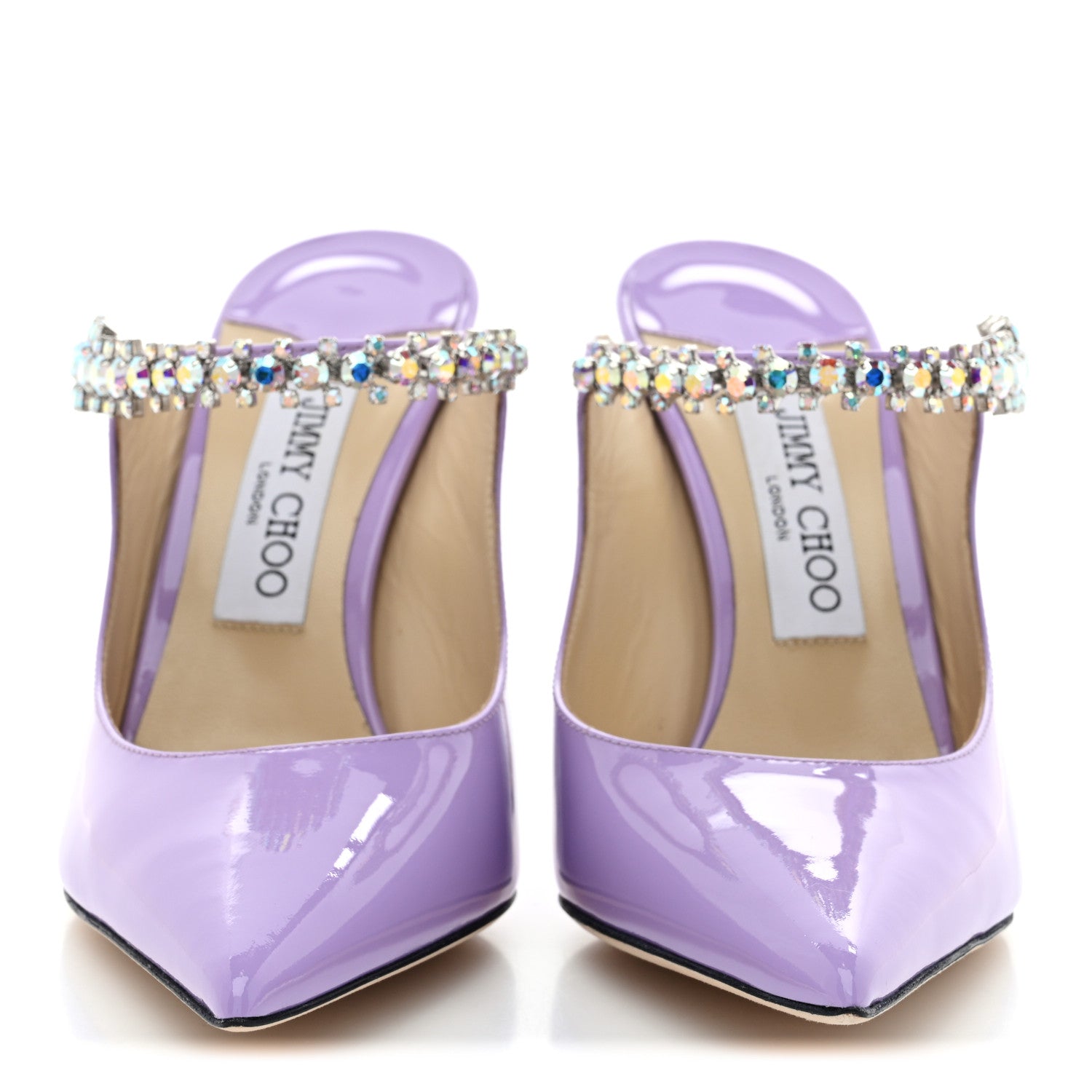 Jimmy Choo Patent Crystal Bing 100 Pumps 38.5 Wisteria 3 of 8