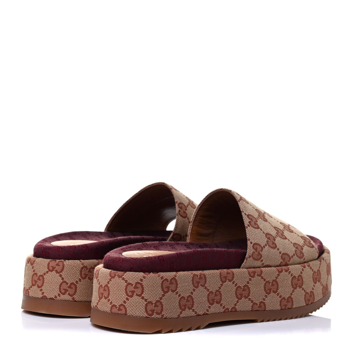 Canvas GG Monogram Angelina Platform Slide Sandals 37.5 Beige Ruggine