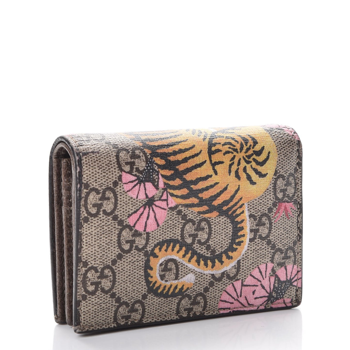 GG Supreme Monogram Bengal Card Case Beige Pink