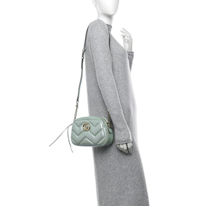 Gucci Iridescent Nappa Chevron Matelasse Small GG Marmont Chain Shoulder Bag Iridescent Salvy Green 2 of 11