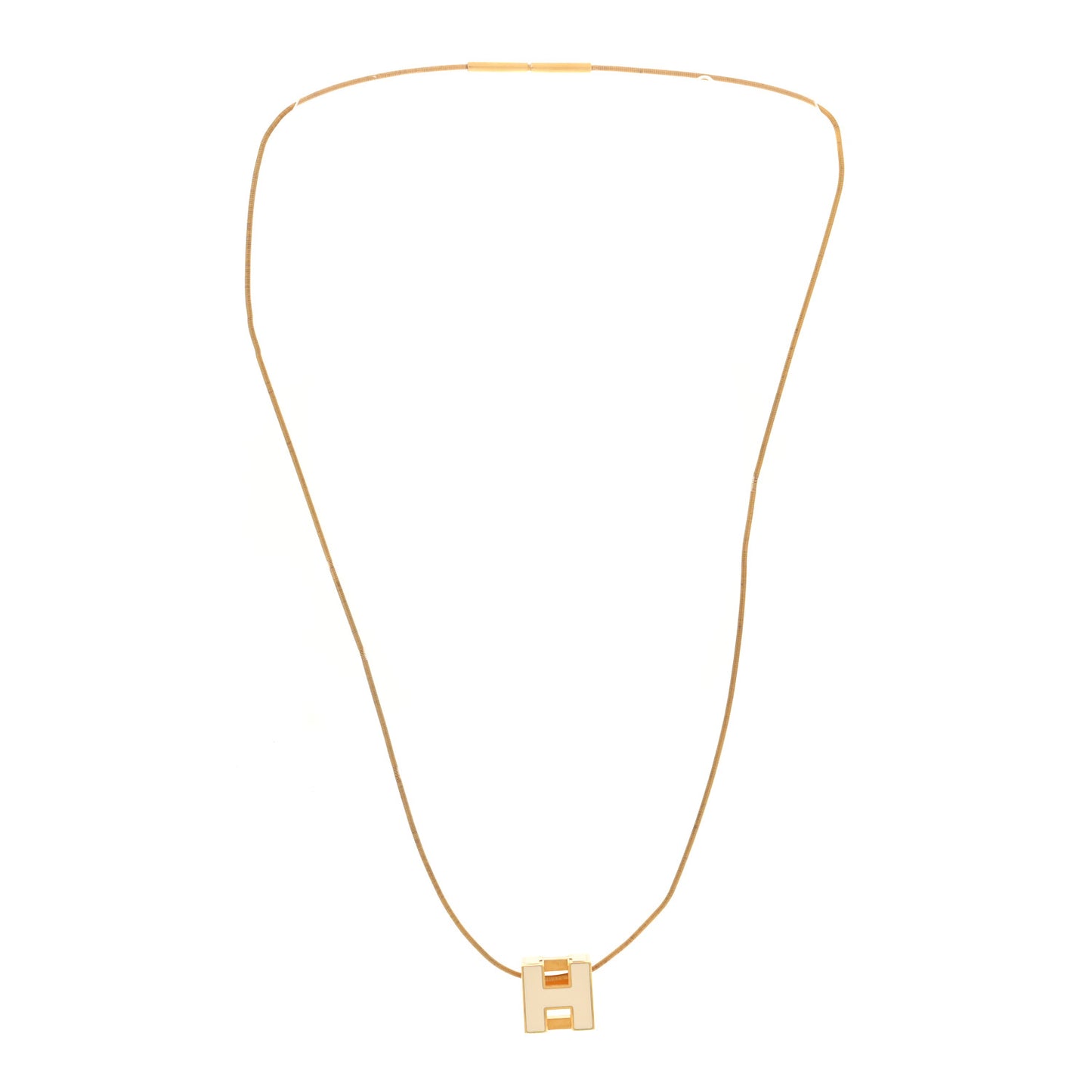 Gold Lacquered Cage d'H Necklace White