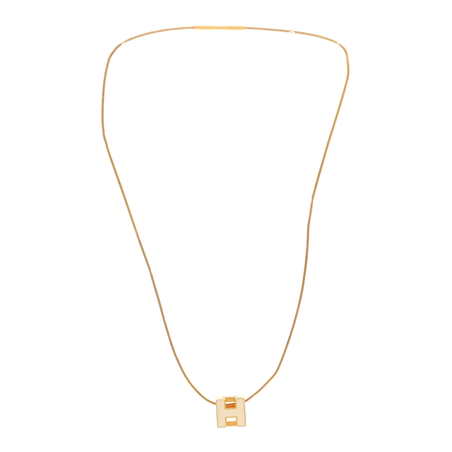Hermes Gold Lacquered Cage d'H Necklace White 3 of 6