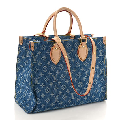 Louis Vuitton Monogram Denim Onthego MM Blue 2 of 7