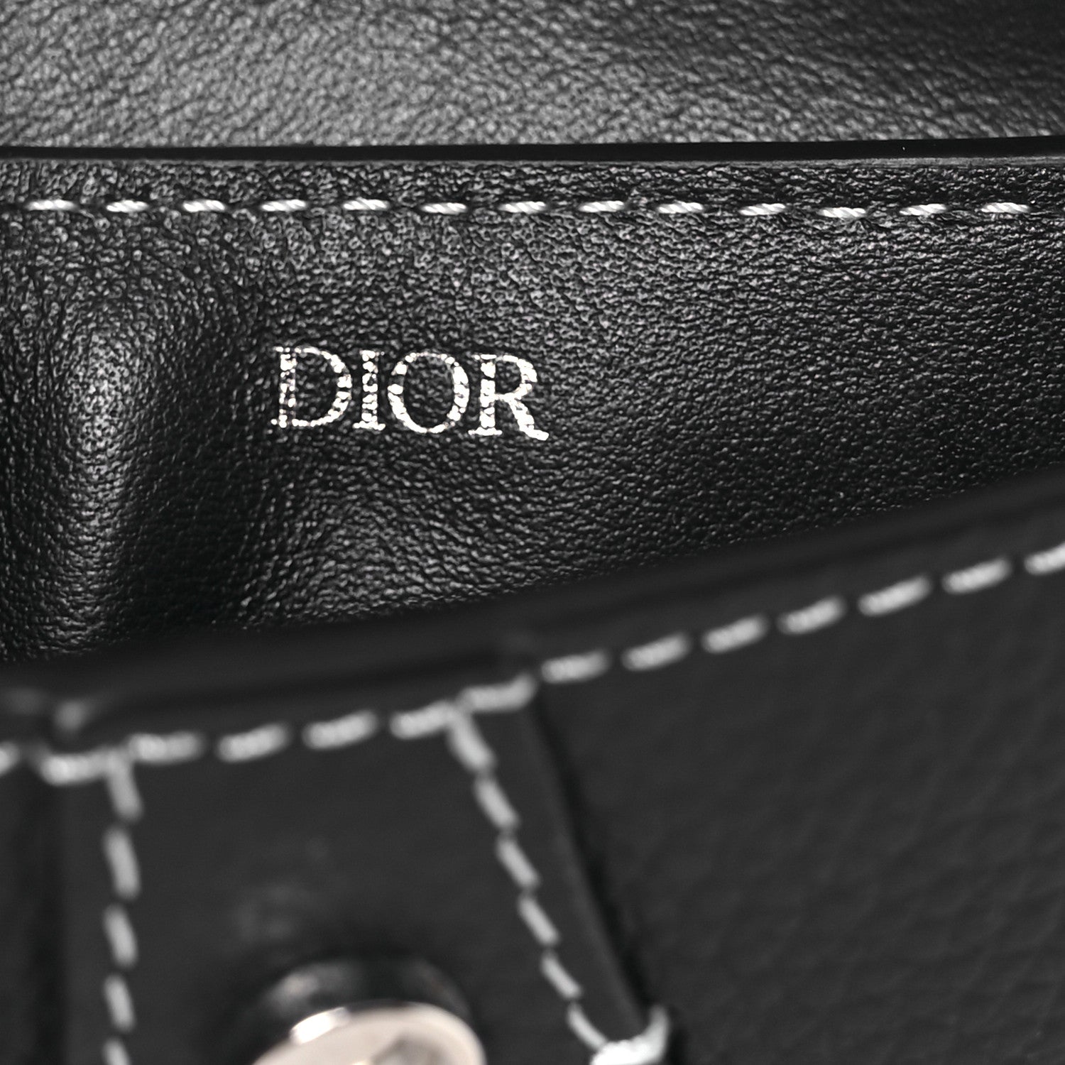Christian Dior Grained Calfskin Saddle Mini Key Ring Black 5 of 5