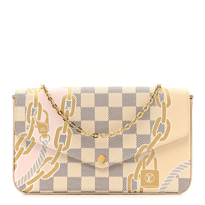 Louis Vuitton Damier Azur Nautical Pochette Felicie Chain Wallet 2 of 11