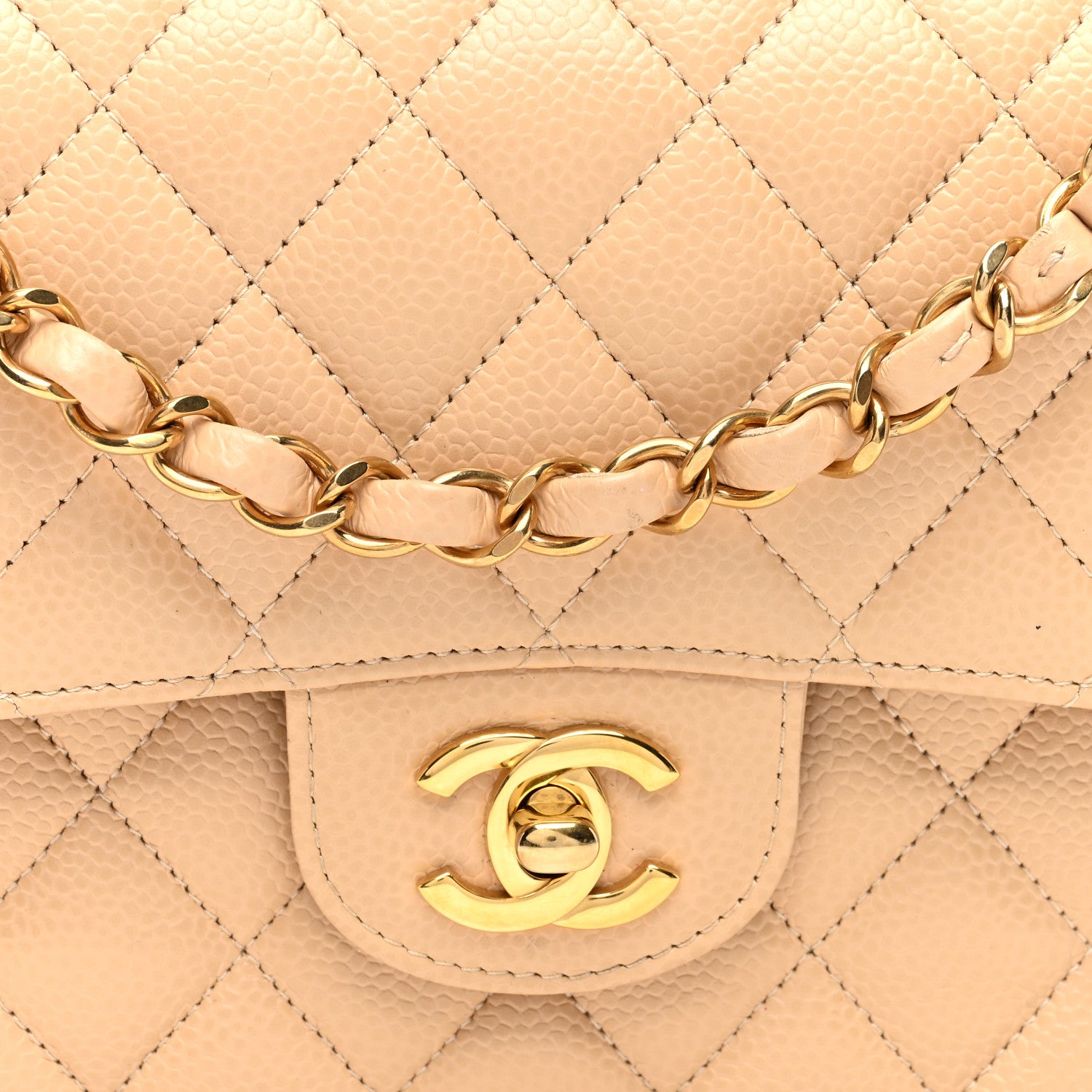 Chanel Caviar Quilted Medium Double Flap Beige 8 of 11