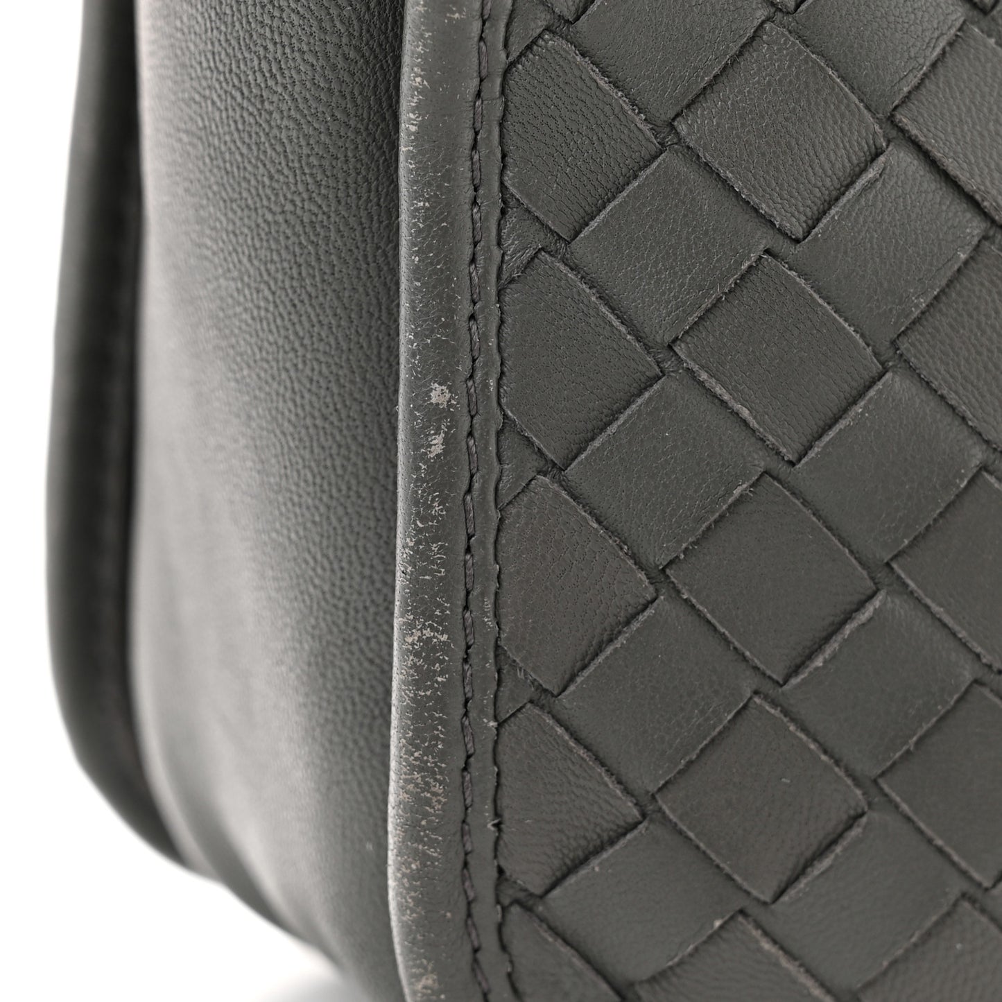 Nappa Intrecciato Mini Flap Crossbody Light Grey
