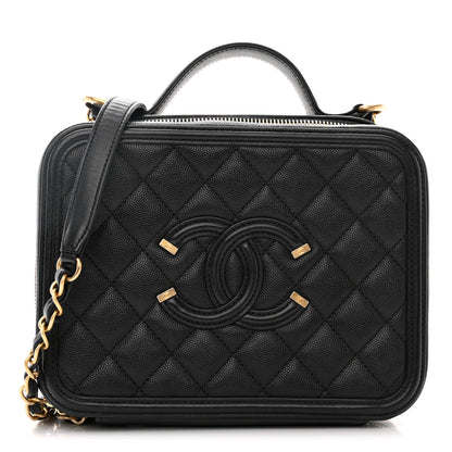 Chanel Caviar Quilted Medium CC Filigree Vanity Case Black 1 of 10