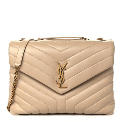 Saint Laurent Calfskin Y Quilted Monogram Medium Loulou Chain Satchel Dark Beige 1 of 7