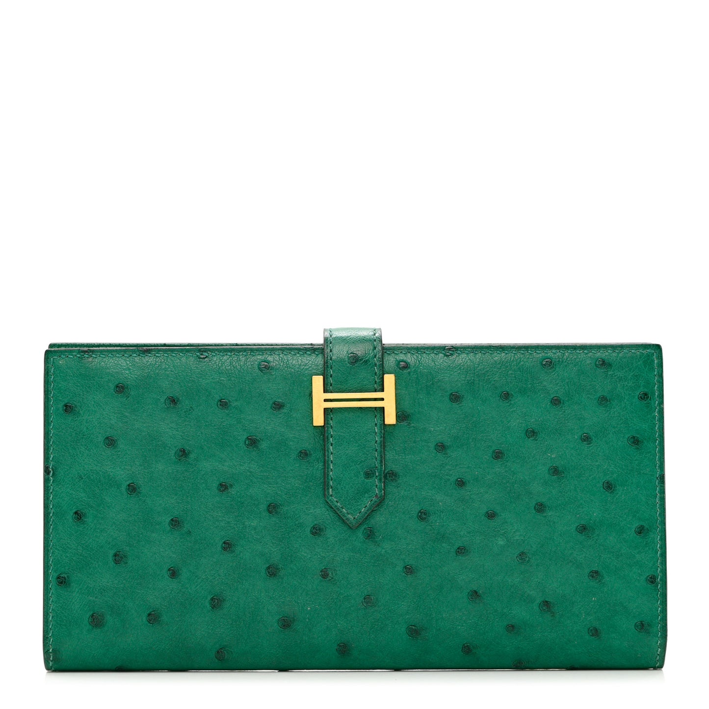 Ostrich Bearn Gusset Wallet Vert Vertigo