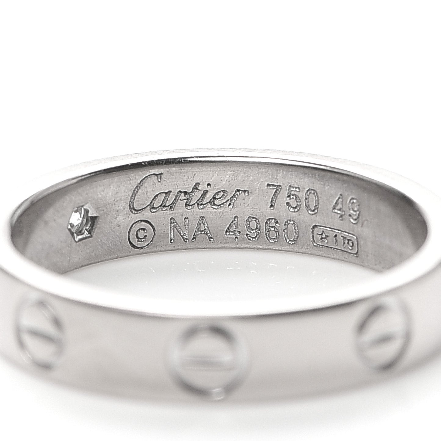 18K White Gold Diamond 4mm LOVE Wedding Band Ring 49 4.75