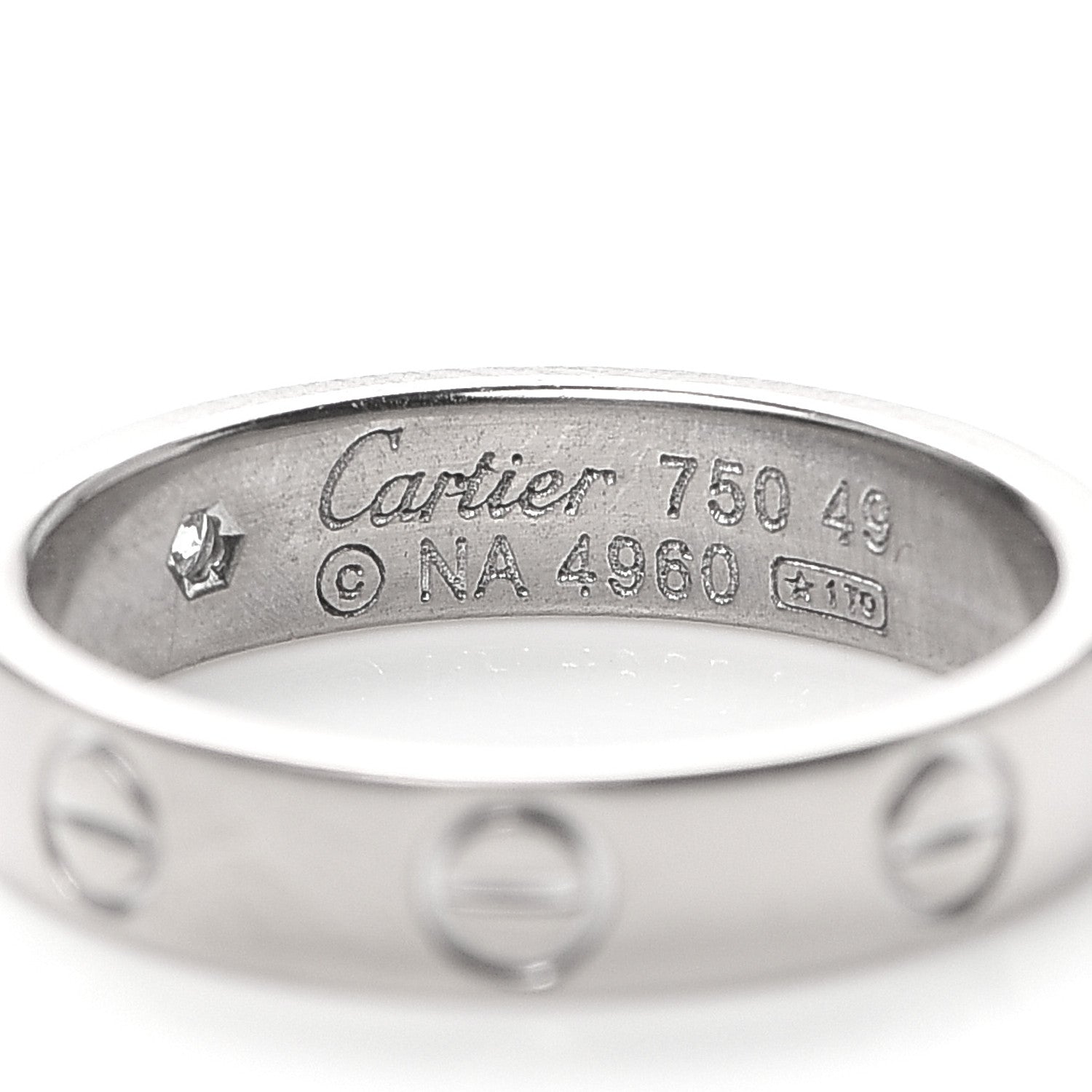 Cartier 18K White Gold Diamond 4mm LOVE Wedding Band Ring 49 4.75 4 of 4