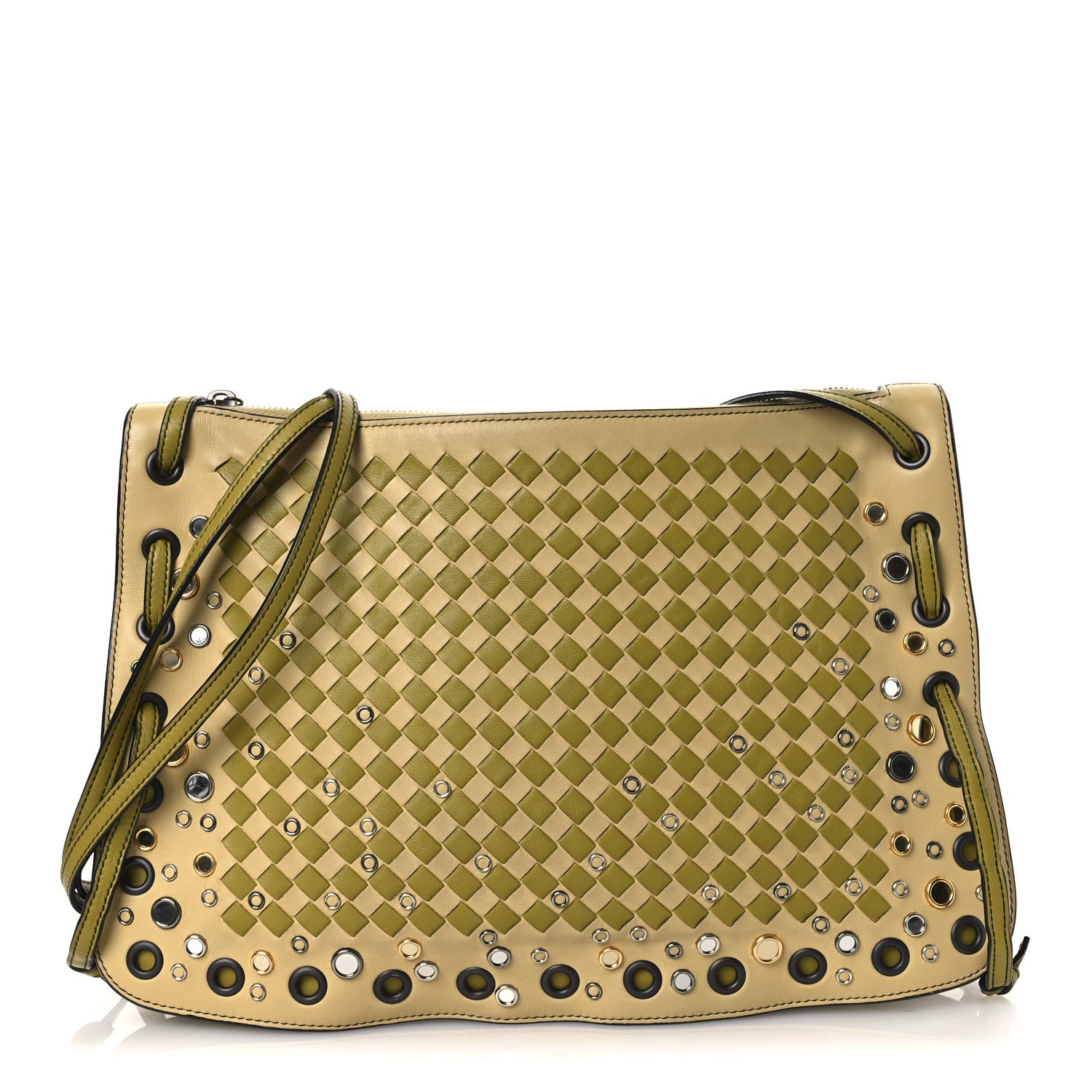 Bottega Veneta Nappa Intrecciato Studded Crossbody Messenger Multicolor Green 2 of 31
