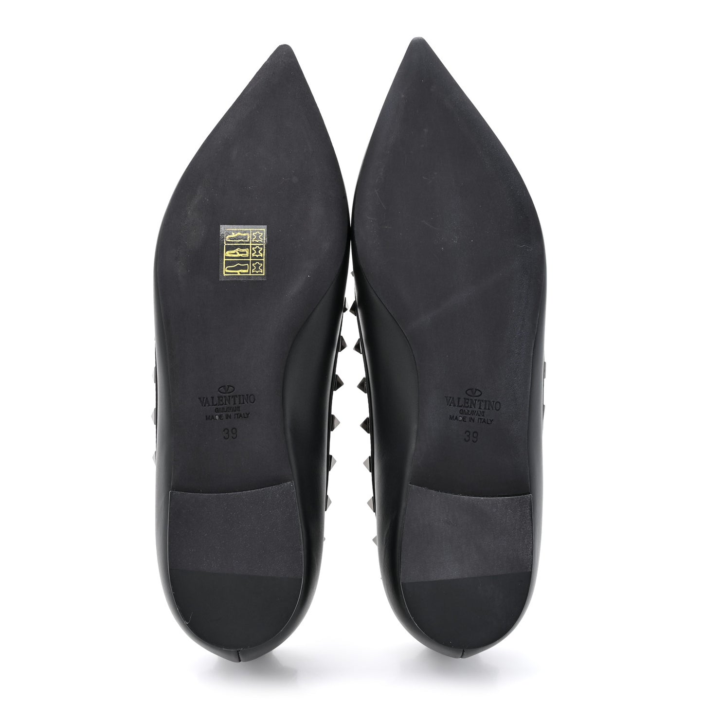 Calfskin Lacquered Monochrome Rockstud Ballerina Flats 39 Black