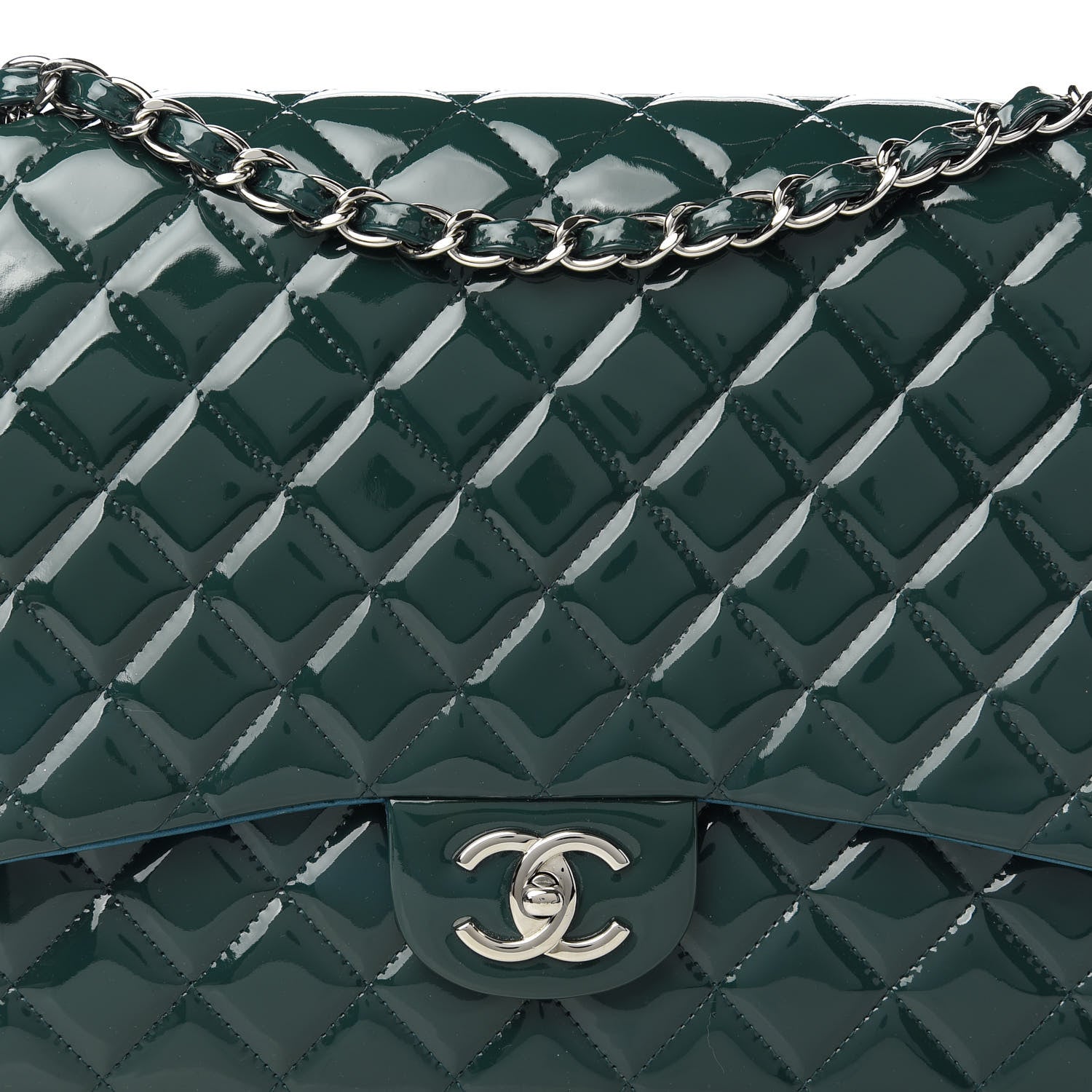 Chanel Patent Maxi Double Flap Turquoise 11 of 12