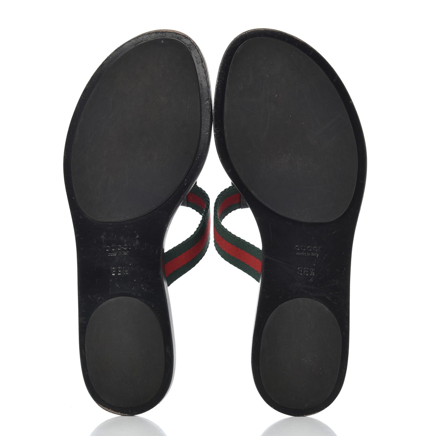 Nylon Guccissima Web Womens Thong Sandals 38.5 Green Red Black