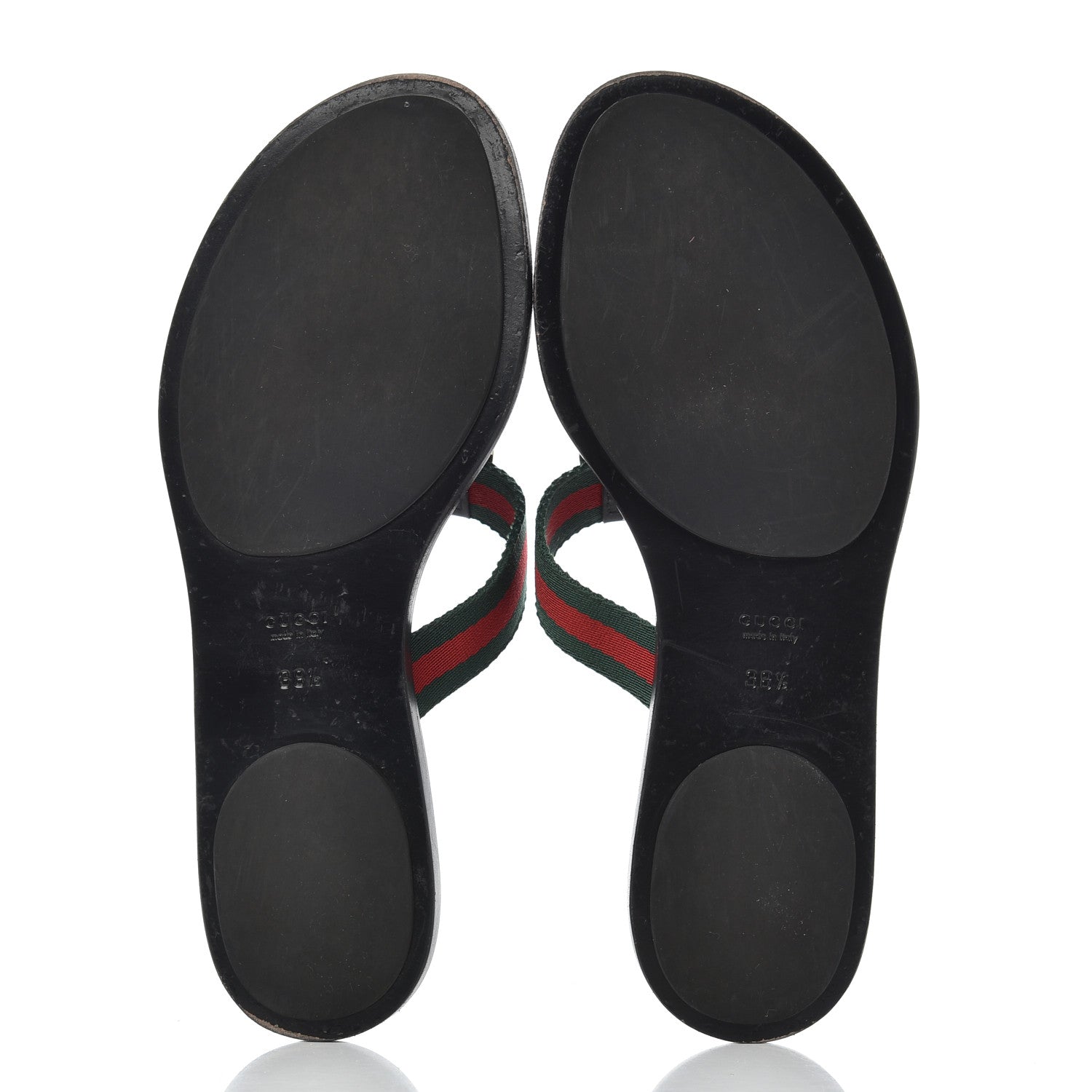 Gucci Nylon Guccissima Web Womens Thong Sandals 38.5 Green Red Black 6 of 16