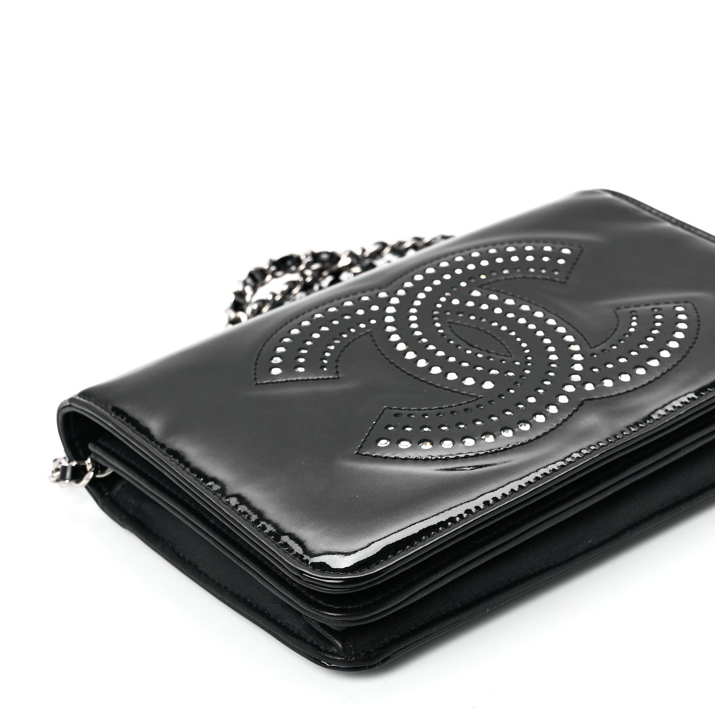 Patent Strass Wallet On Chain WOC Black