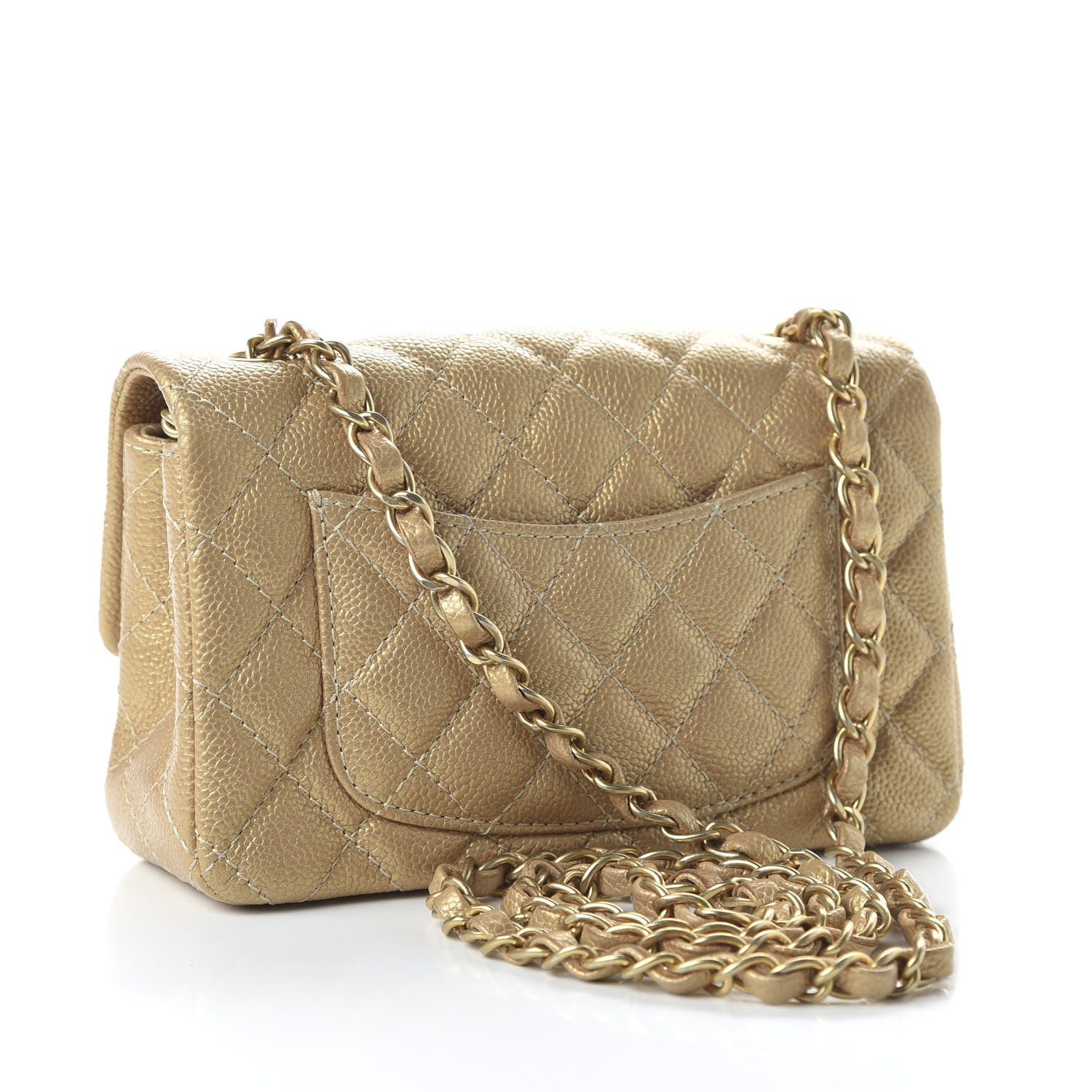 Chanel Metallic Caviar Quilted Mini Rectangular Flap Gold 3 of 11