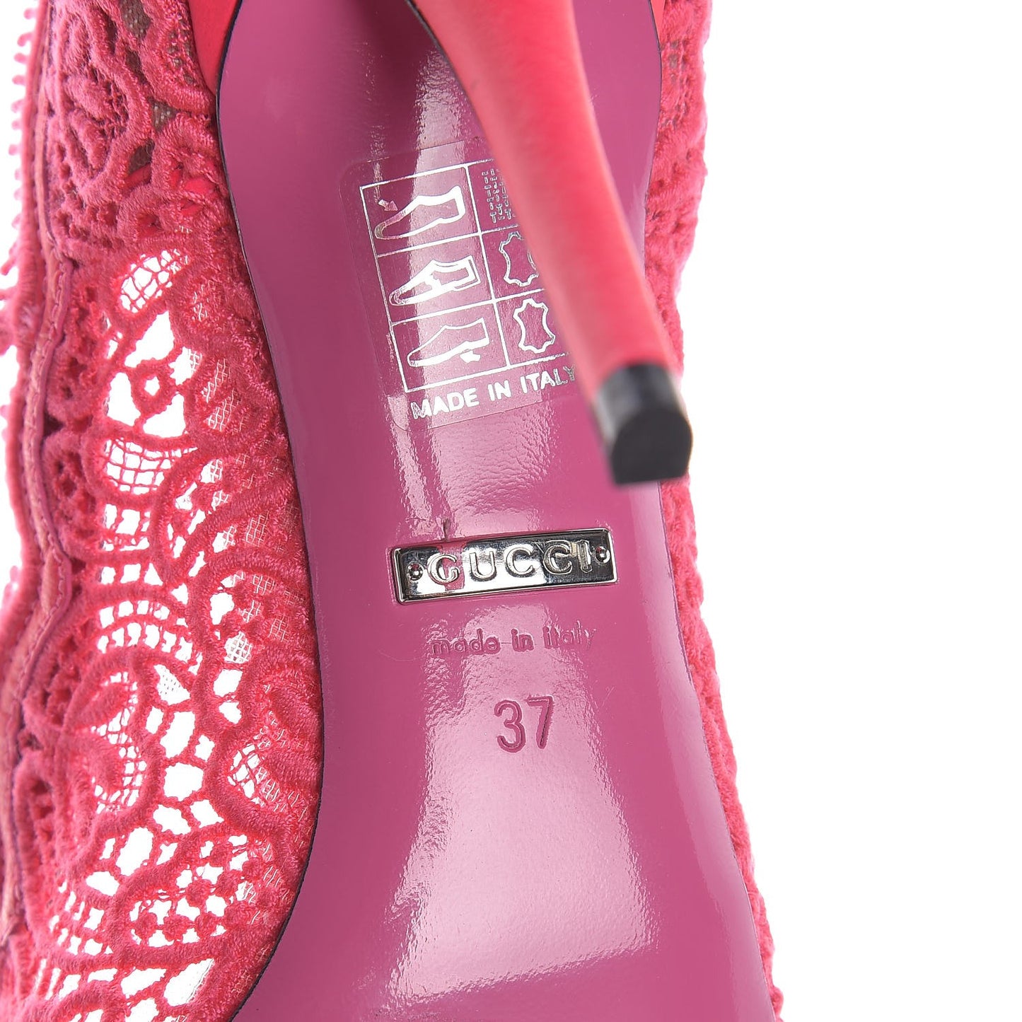 Lace Pizzo Venice Pumps 37 Fuxia Fluo Mystic White