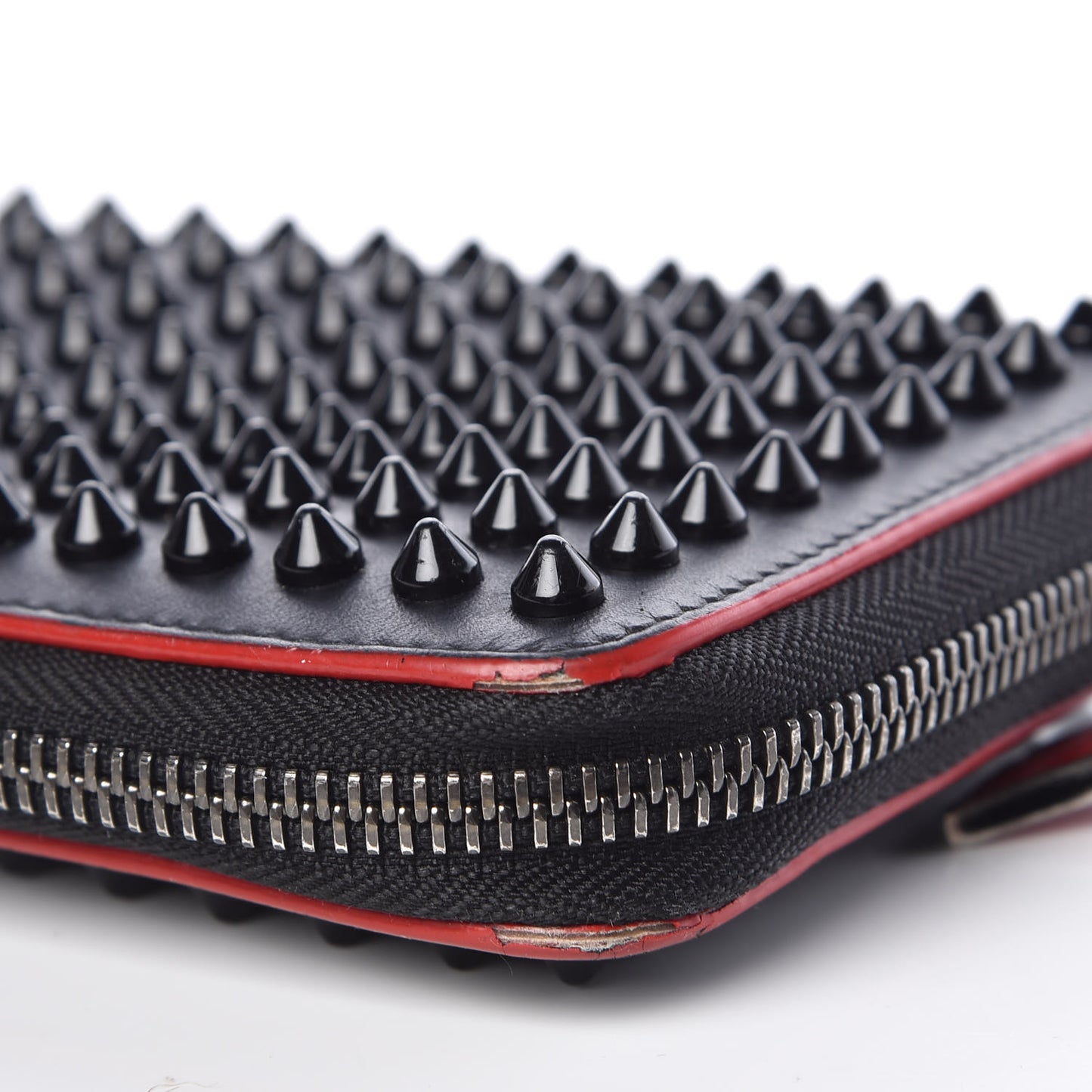 Calfskin Panettone Spiked Zip Around Wallet Black