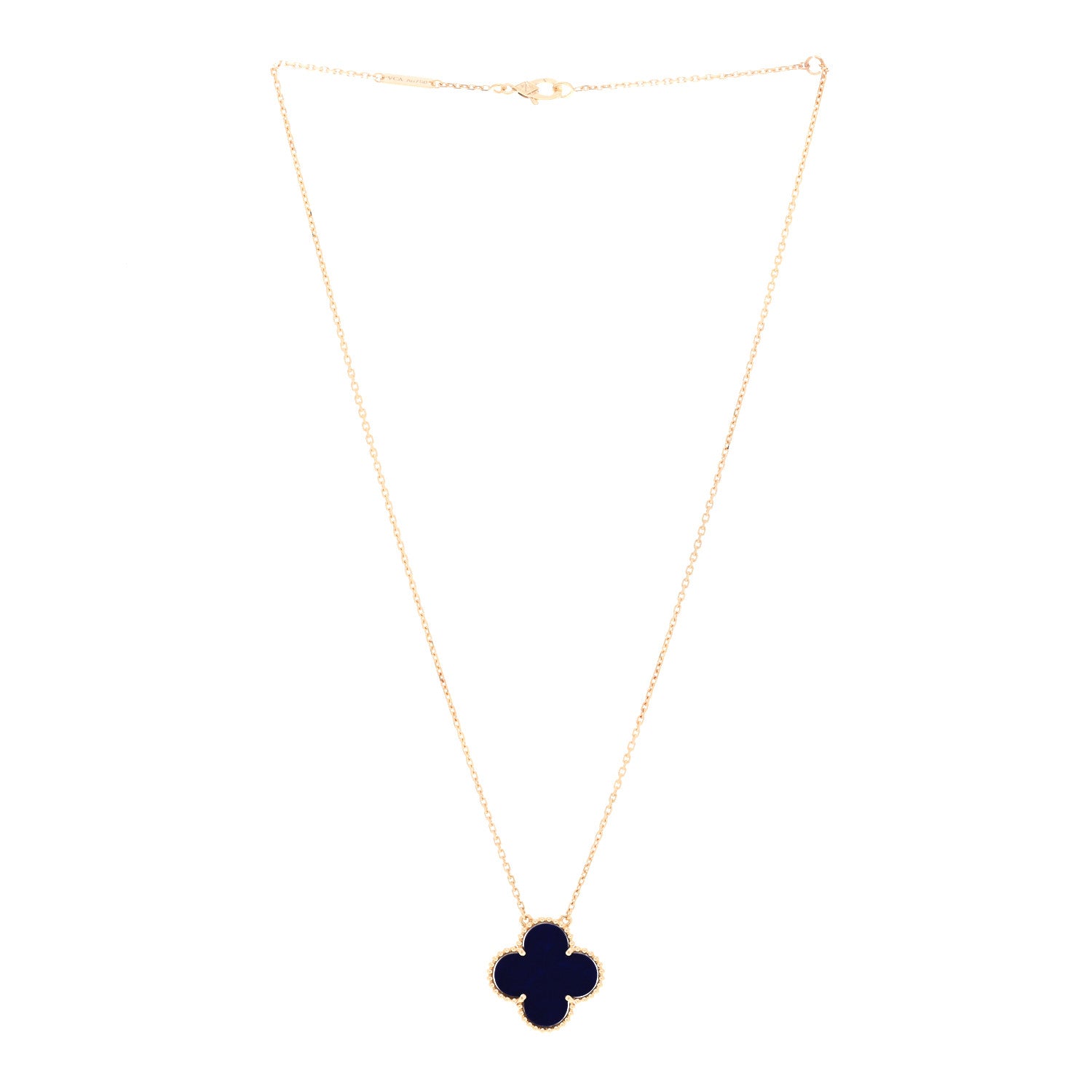 Van Cleef & Arpels 18K Yellow Gold Blue Sevres Porcelain Magic Alhambra Vendome Necklace 3 of 5