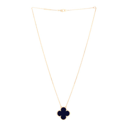 Van Cleef & Arpels 18K Yellow Gold Blue Sevres Porcelain Magic Alhambra Vendome Necklace 3 of 5
