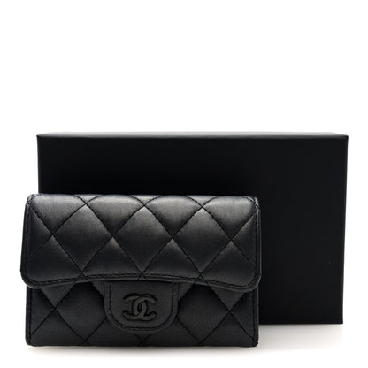 Chanel Pearly Lambskin Quilted Flap Card Holder Wallet So Black 8 of 8