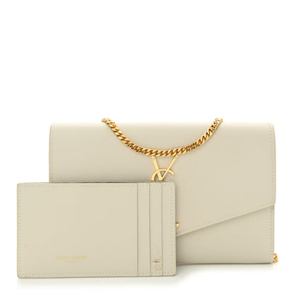 Saint Laurent Grain De Poudre Monogram Uptown Chain Wallet Crema Soft 3 of 14
