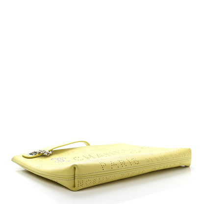 Chanel Calfskin Eyelets Clutch Yellow 4 of 11