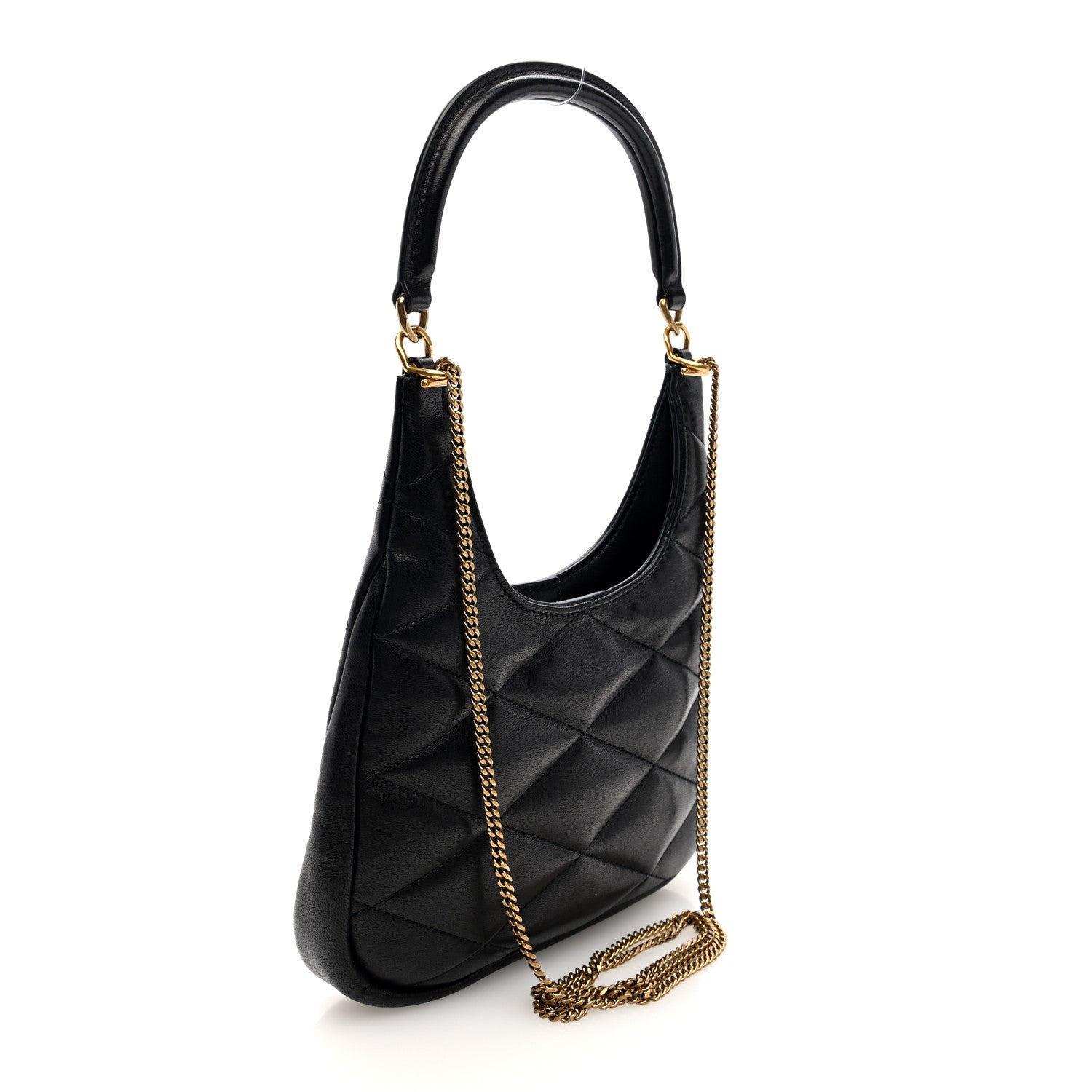 Saint Laurent Lambskin Quilted Monogram Sade Hobo Black 3 of 9