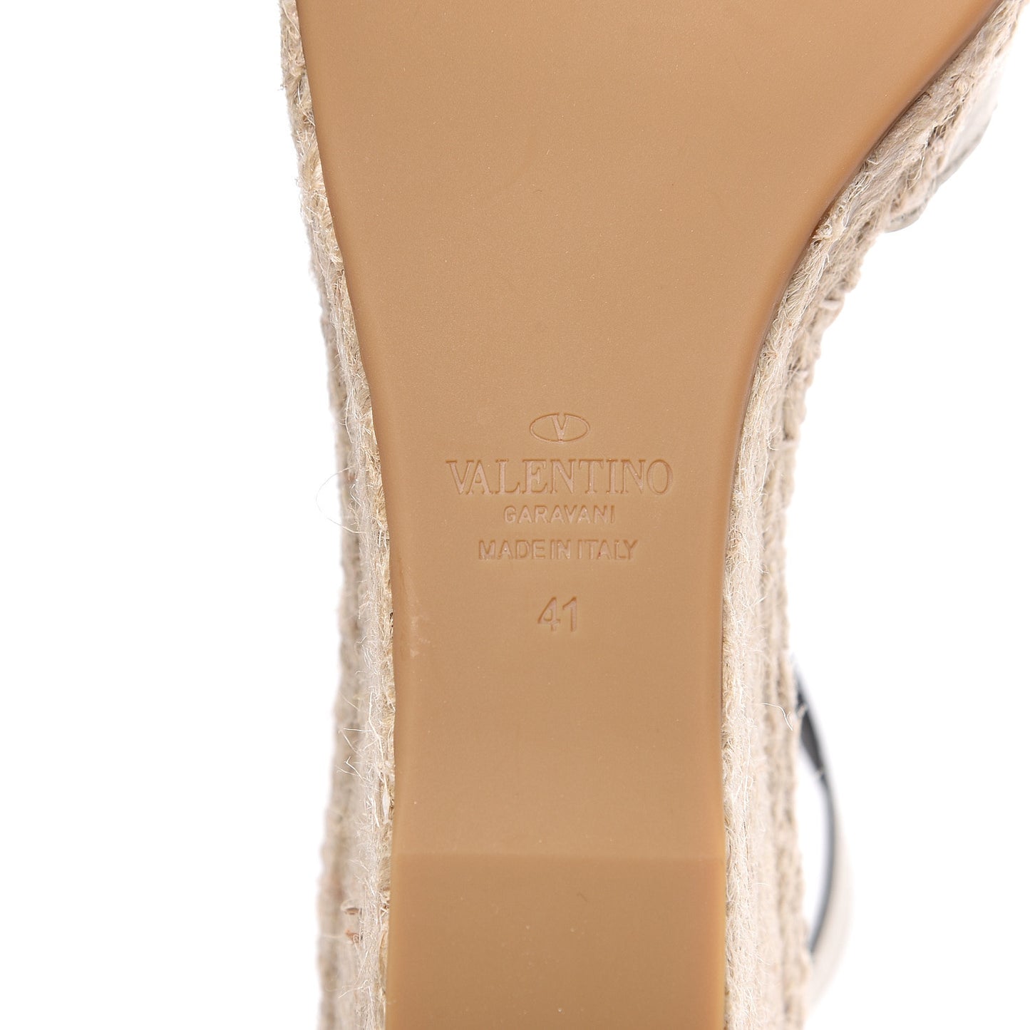Grained Calfskin VLogo Ankle Wrap Espadrille Wedges 41 Light Ivory