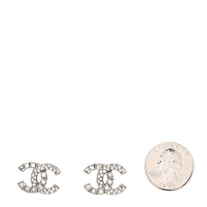 Chanel Baguette Crystal CC Earrings Silver 2 of 4