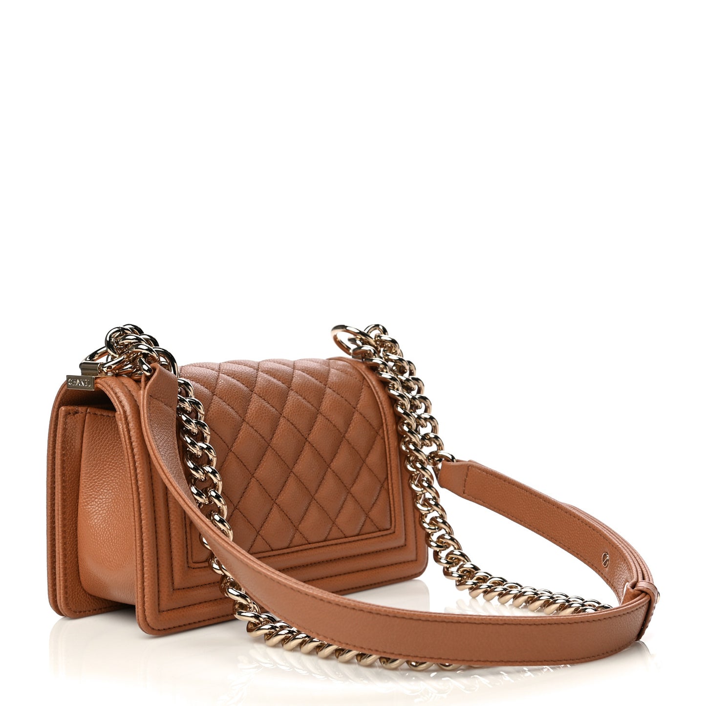 Caviar Quilted Small Boy Flap Brown