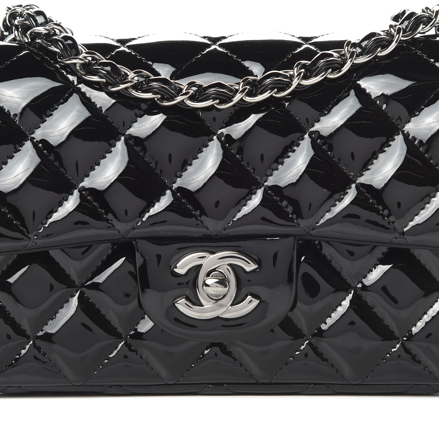 Chanel Patent Calfskin Quilted Mini Rectangular Flap Black 8 of 11