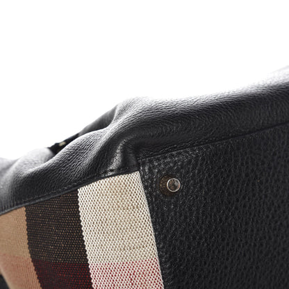 Burberry Grainy Calfskin House Check Small Maidstone Black 10 of 11