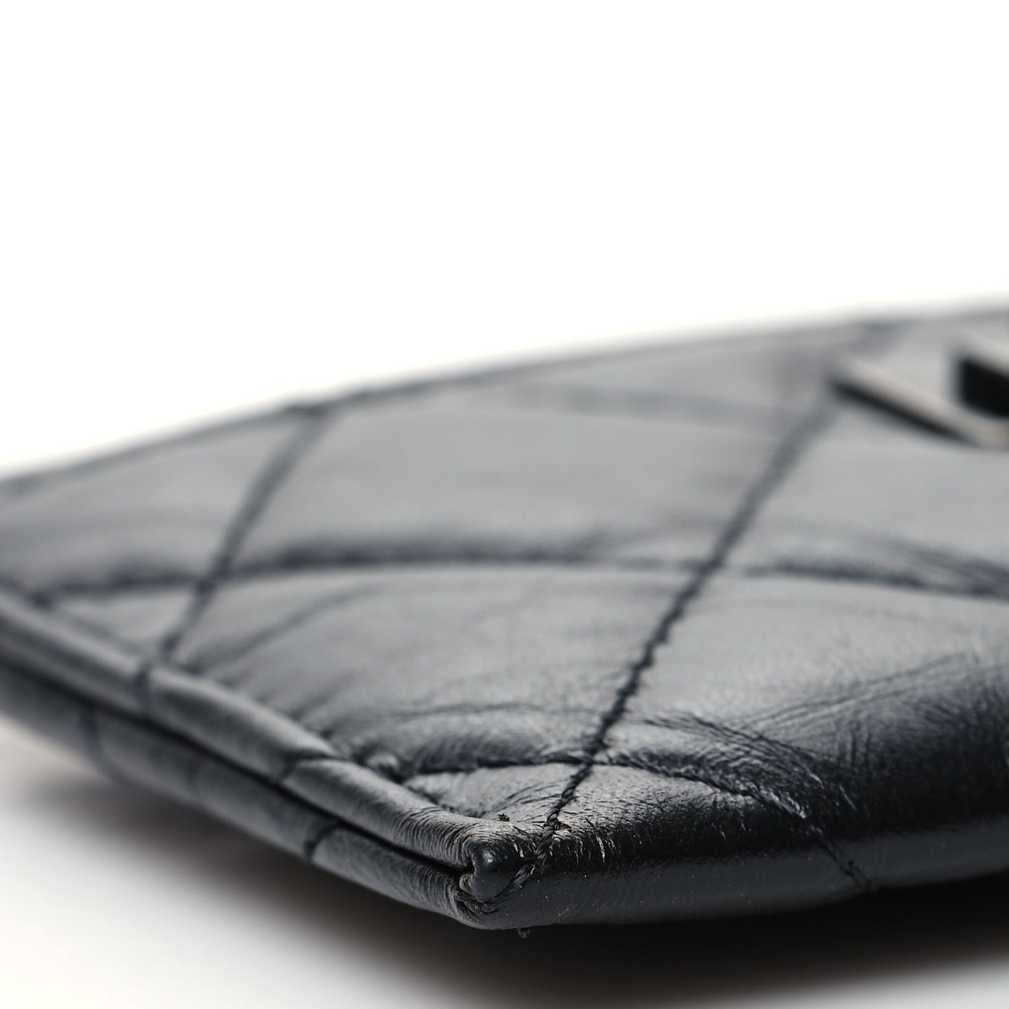 Aged Calfskin Quilted Reissue Card Holder Black