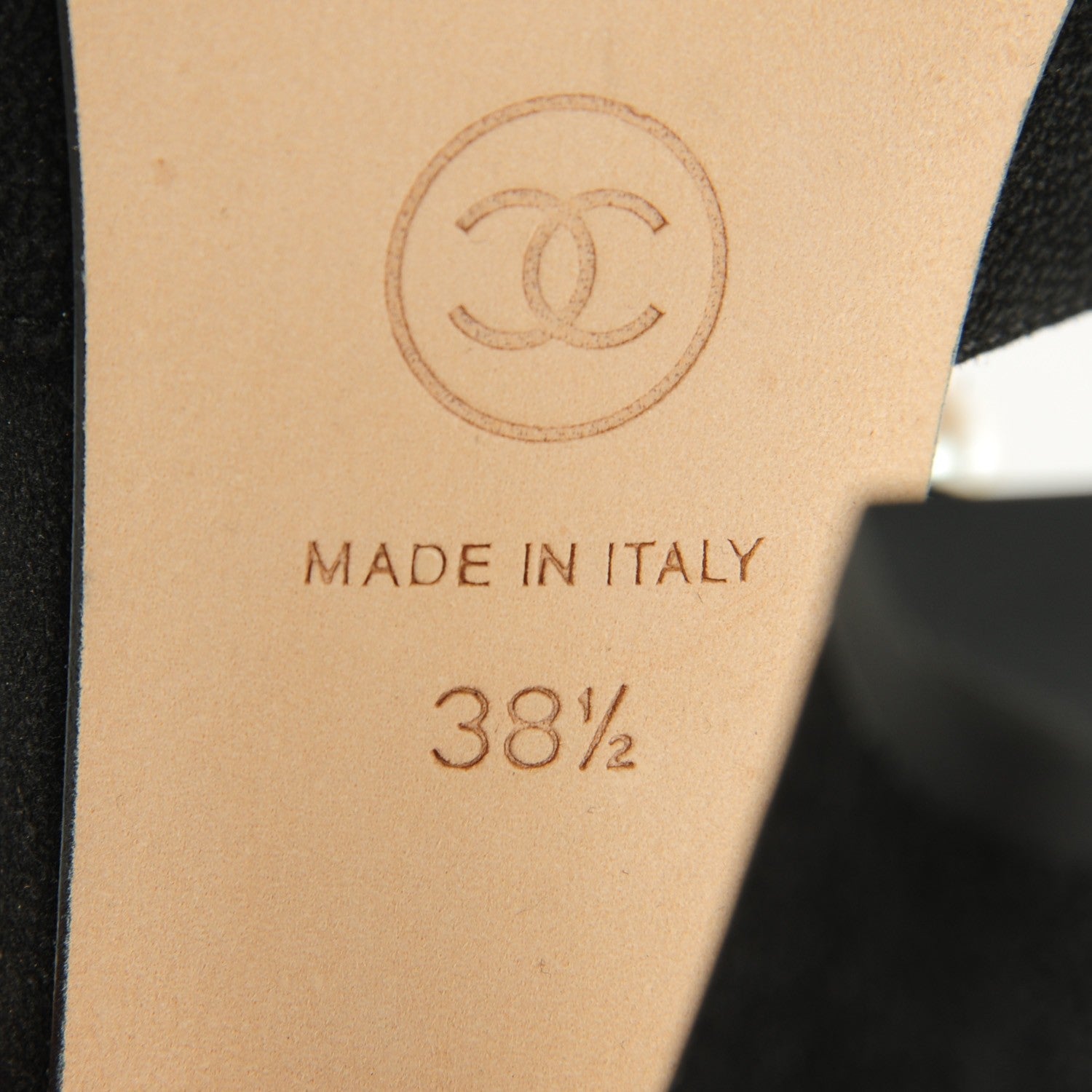 Chanel Pearl Trimmed Sandals Heels 38.5 Black 7 of 8