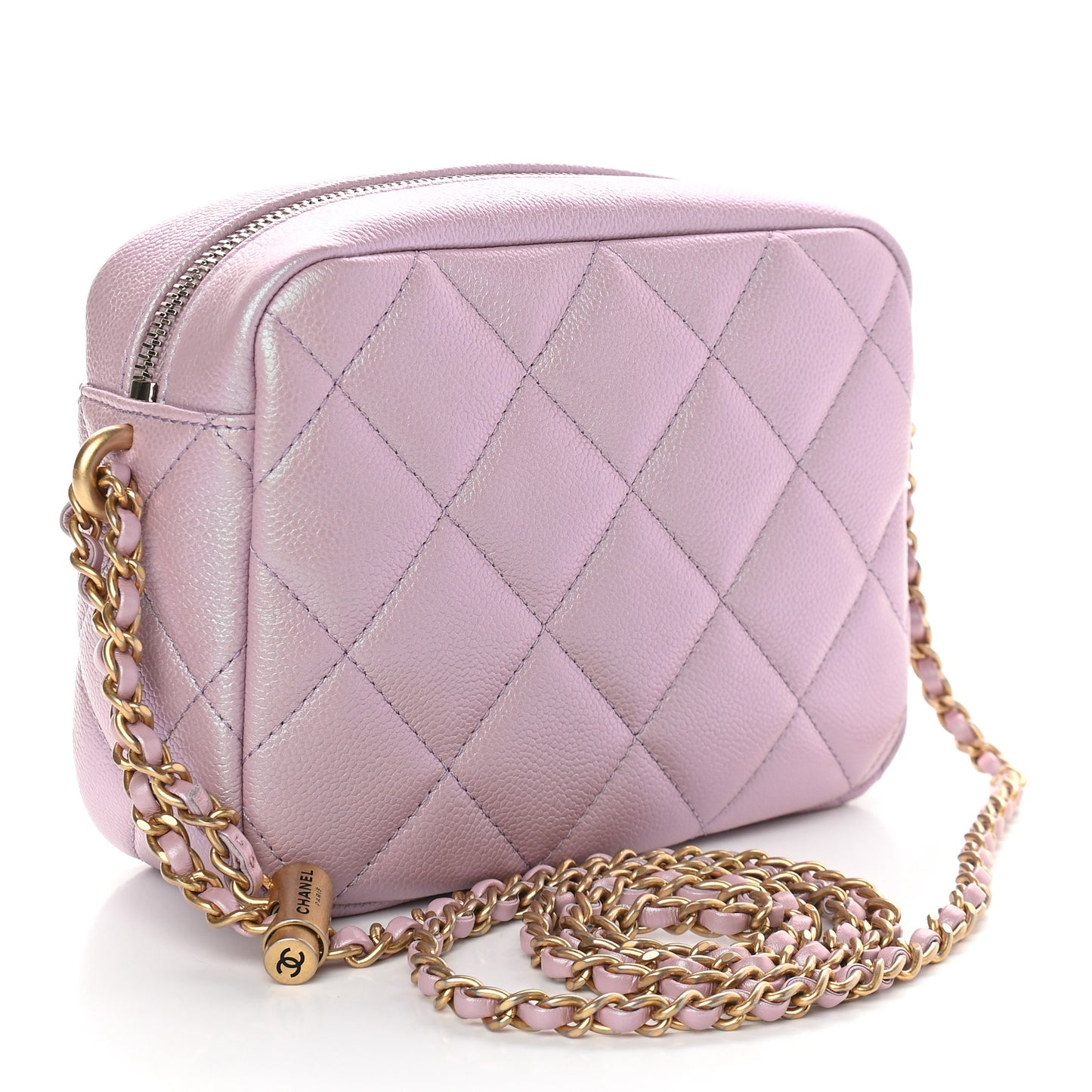 Iridescent Caviar Quilted Mini My Perfect Camera Case Pink