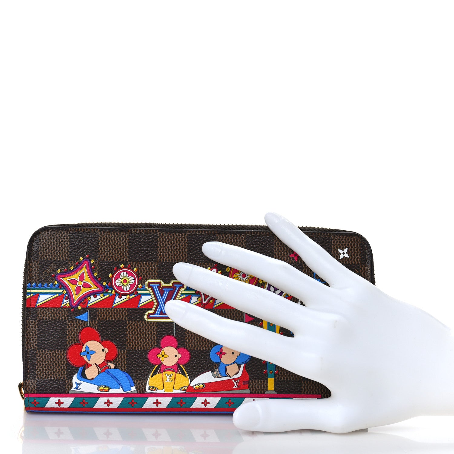 Louis Vuitton Damier Ebene 2020 Christmas Animation Bumper Cars Zippy Wallet Coquelicot 2 of 9
