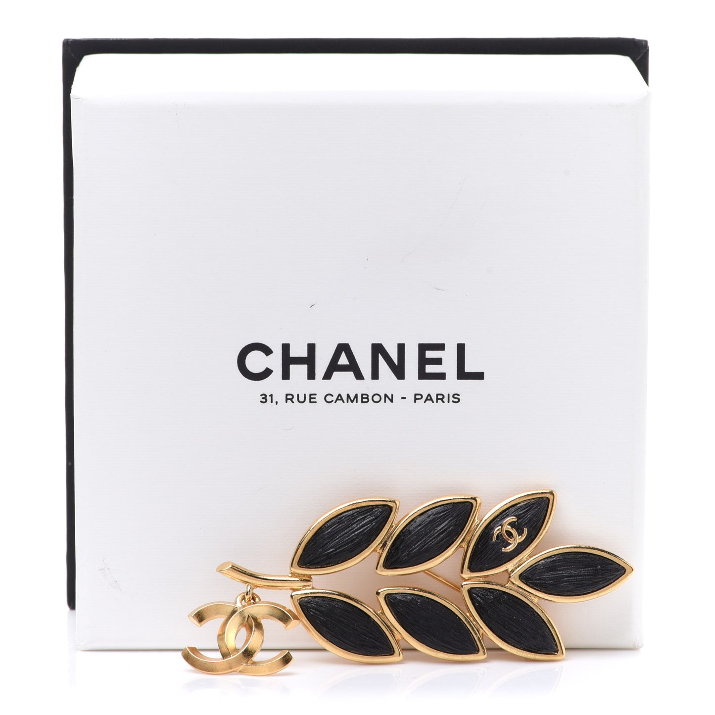CC Leaf Brooch Gold Black