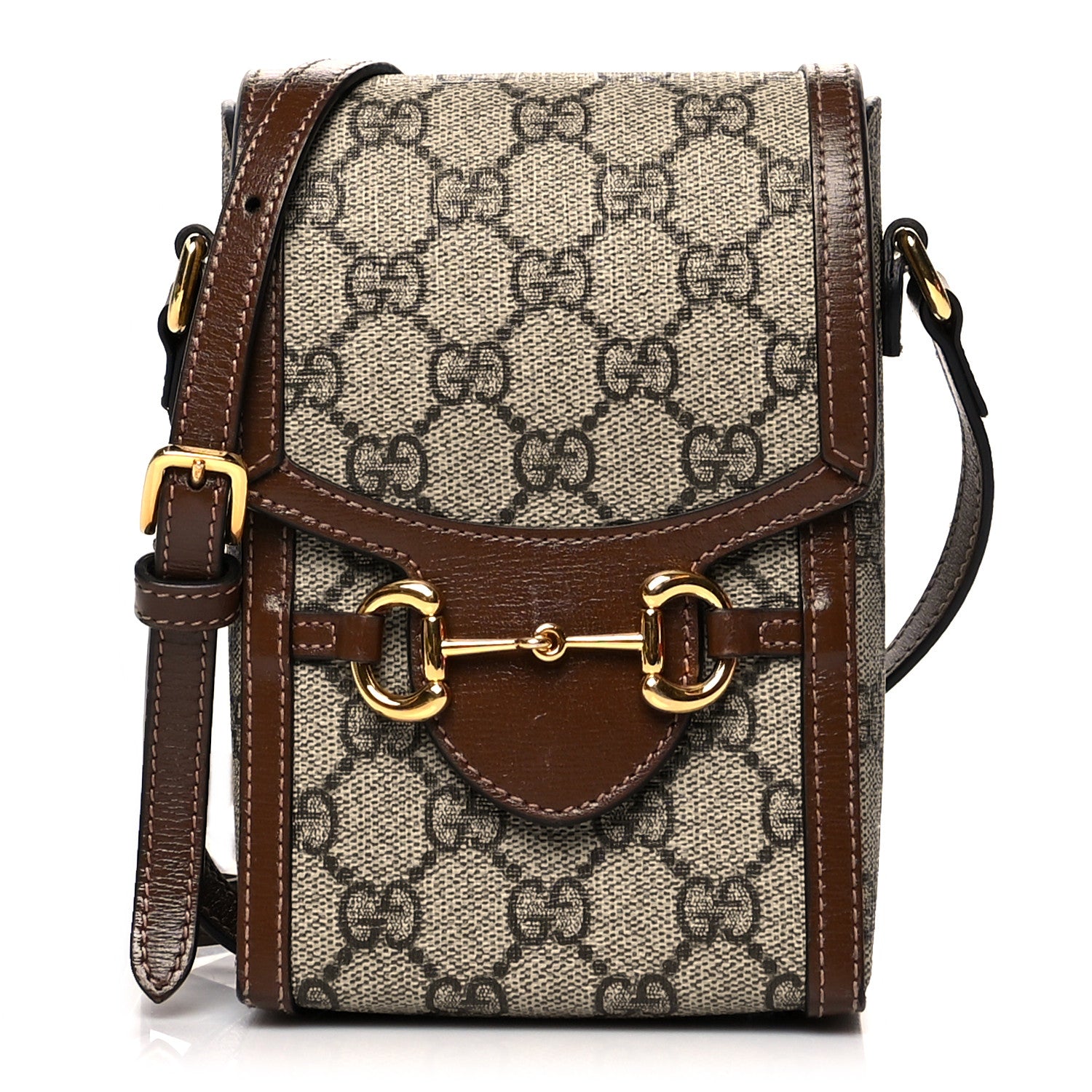 Gucci GG Supreme Monogram Mini Horsebit 1955 Crossbody Bag Beige Brown Sugar 1 of 13