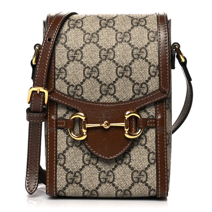 Gucci GG Supreme Monogram Mini Horsebit 1955 Crossbody Bag Beige Brown Sugar 1 of 13
